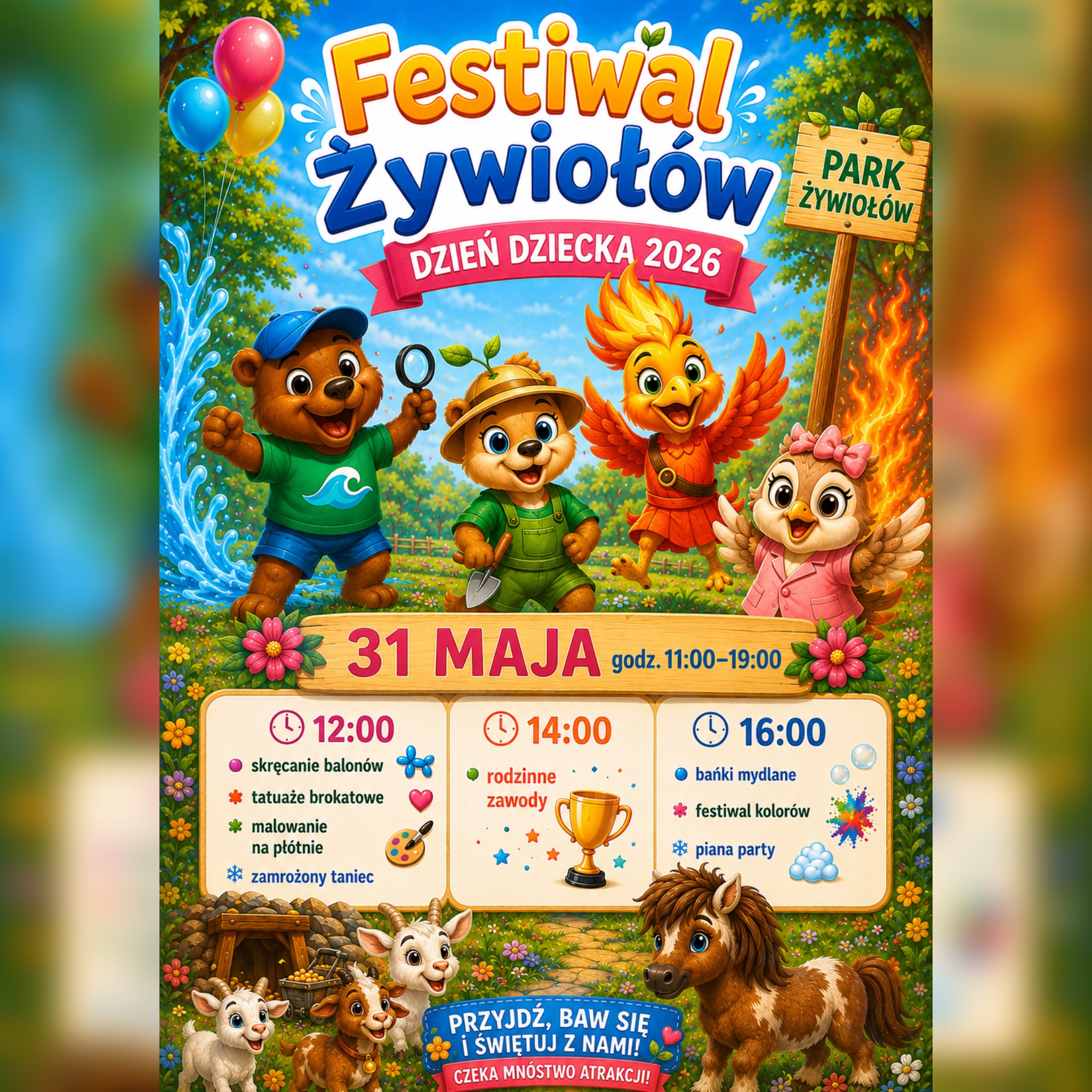 You are currently viewing Festiwal Żywiołów – Dzień Dziecka 2026 🌊🔥🌪️🌱